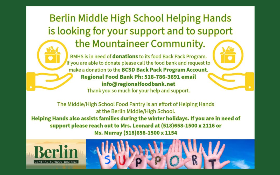 Message from BMHS Helping Hands